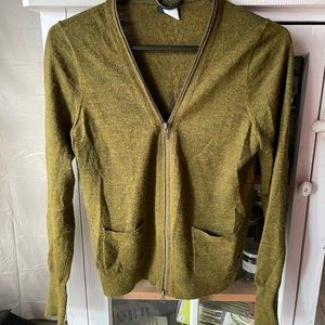 J.Crew Montreaux Olive Green Wool Alpaca Blend Zip Up Cardigan